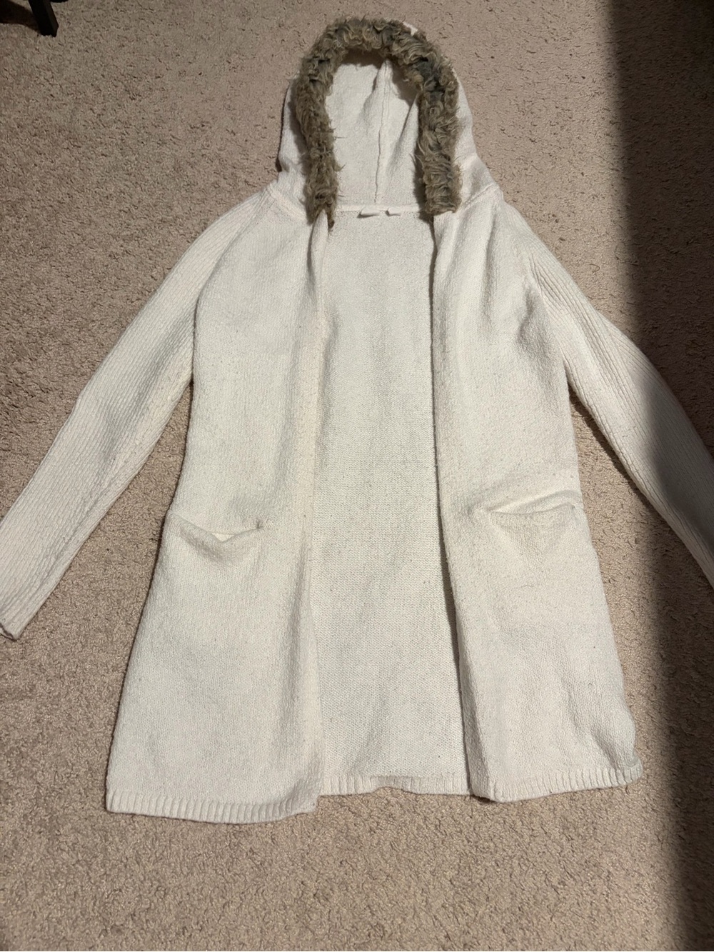 White hooded cardigan